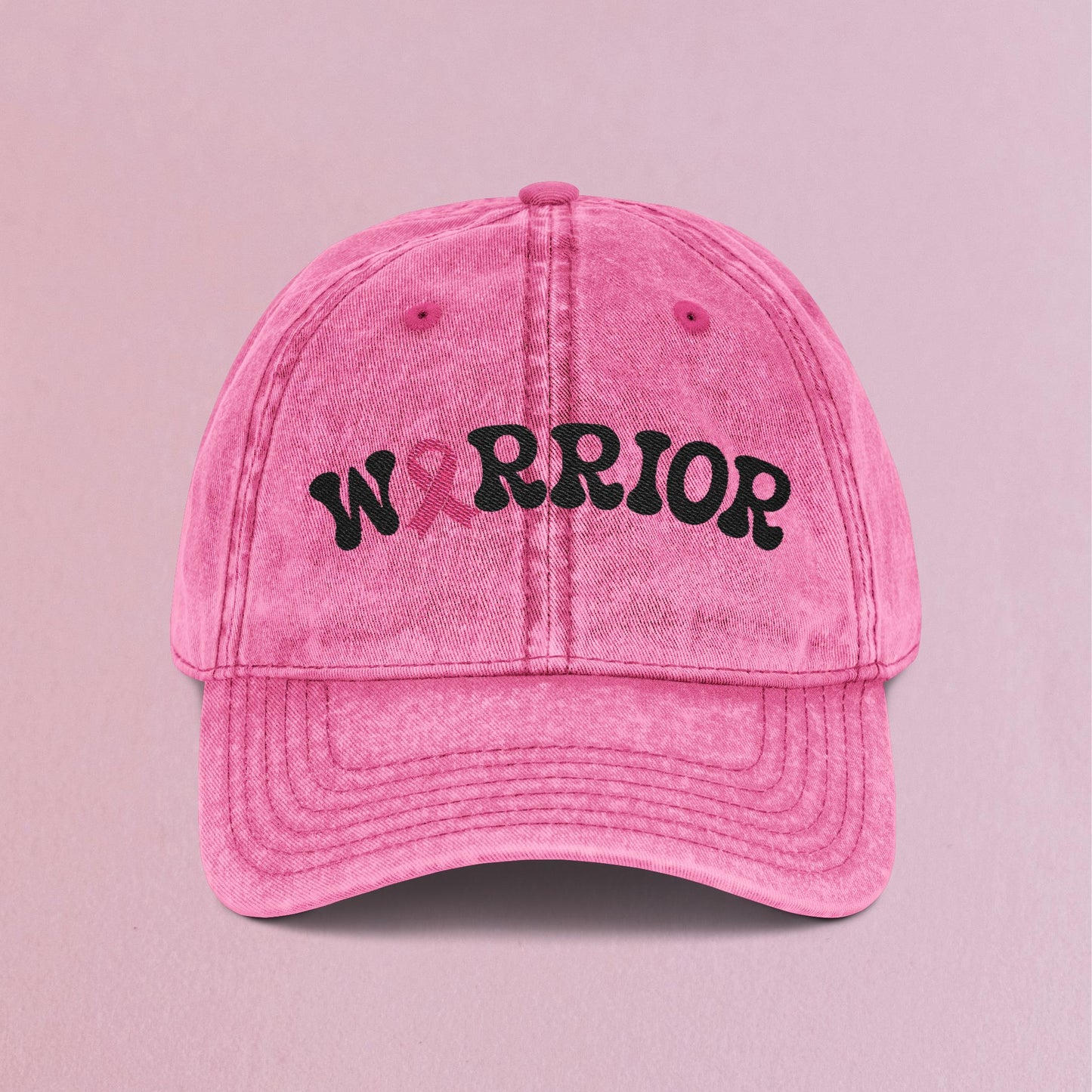 Warrior Embroidered Breast Cancer Awareness Unisex Distressed Cap Gift Pink