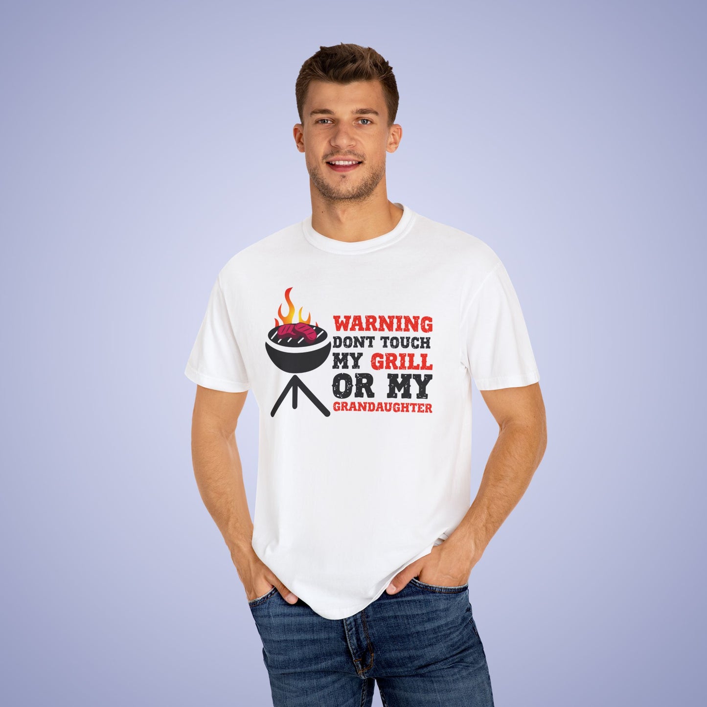 Warning Don't Touch My Grill or My Grandaughter Meat Smoker Comfort Colors Mens Funny T Shirt Gift