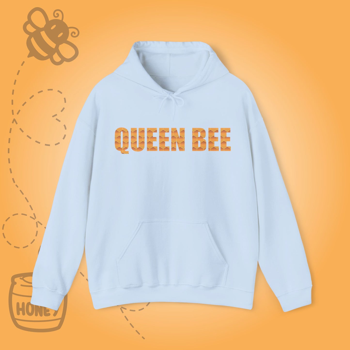 Queen Bee Sweet As Honey  Honeycomb Word Art Design Hoodie Sweatshirt