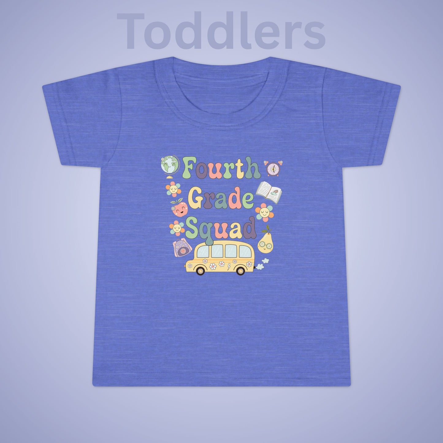 Fourth Grade Squad Fun Retro Kids Cotton T Shirt Back To School Toddler