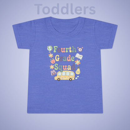 Fourth Grade Squad Fun Retro Kids Cotton T Shirt Back To School Toddler