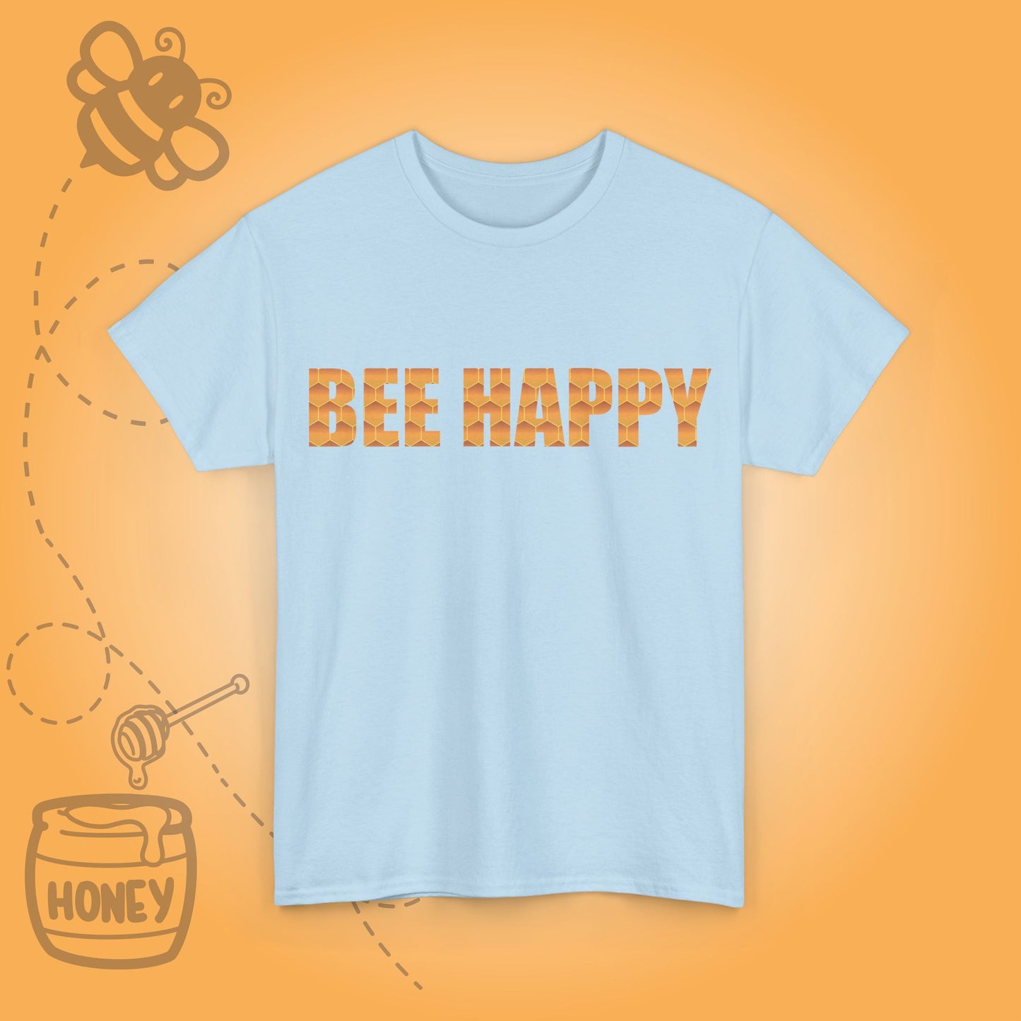 Bee Happy Sweet As Honey Honeycomb Word Art Design Tshirt