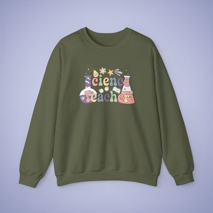 Science Teacher Crewneck Sweatshirt Retro Unisex Back to School