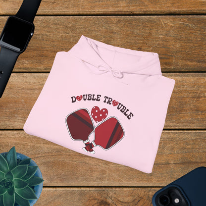 Double Trouble Pickleball Hoodie | Couple Matching Pickleball Lover Gift Light Crimson Version