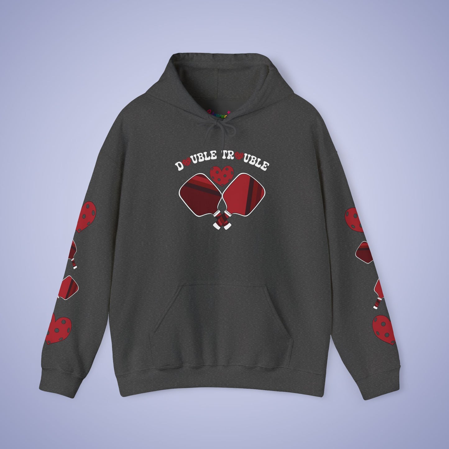 Double Trouble Pickleball Hoodie Couple Matching Team Red Graphic Design