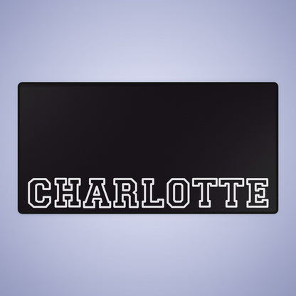 University Style Personalized Name Desk Mat Black