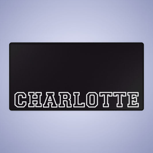 University Style Personalized Name Desk Mat Black