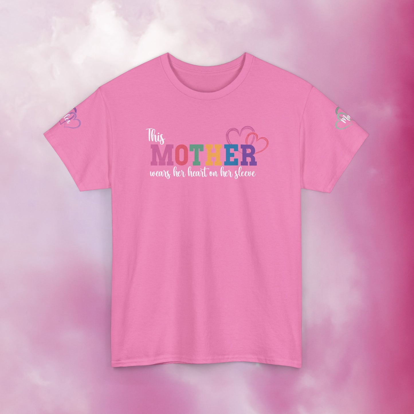 This Mother Wears Her Heart on Her Sleeve White Personalized Mothers Day Gift T Shirt