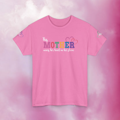 This Mother Wears Her Heart on Her Sleeve White Personalized Mothers Day Gift T Shirt