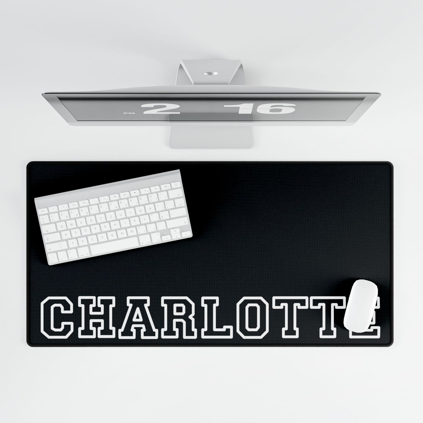 University Style Personalized Name Desk Mat Black