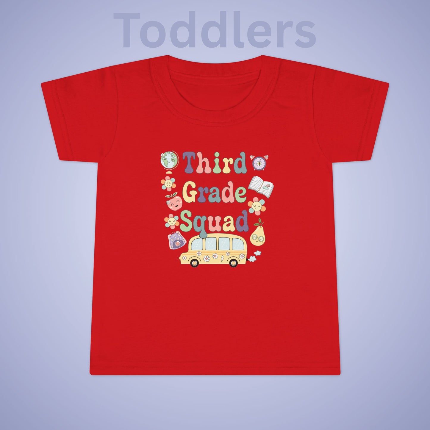Third Grade Squad Fun Retro Kids Cotton T Shirt Back To School Toddler