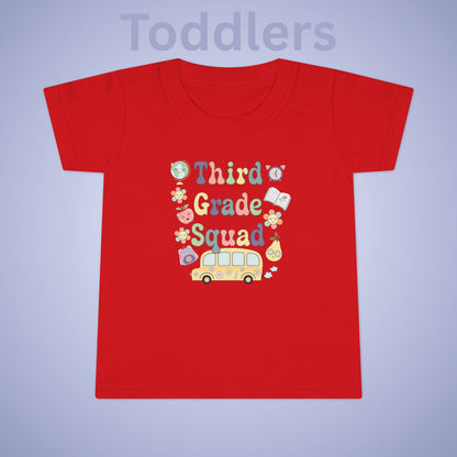 Third Grade Squad Fun Retro Kids Cotton T Shirt Back To School Toddler