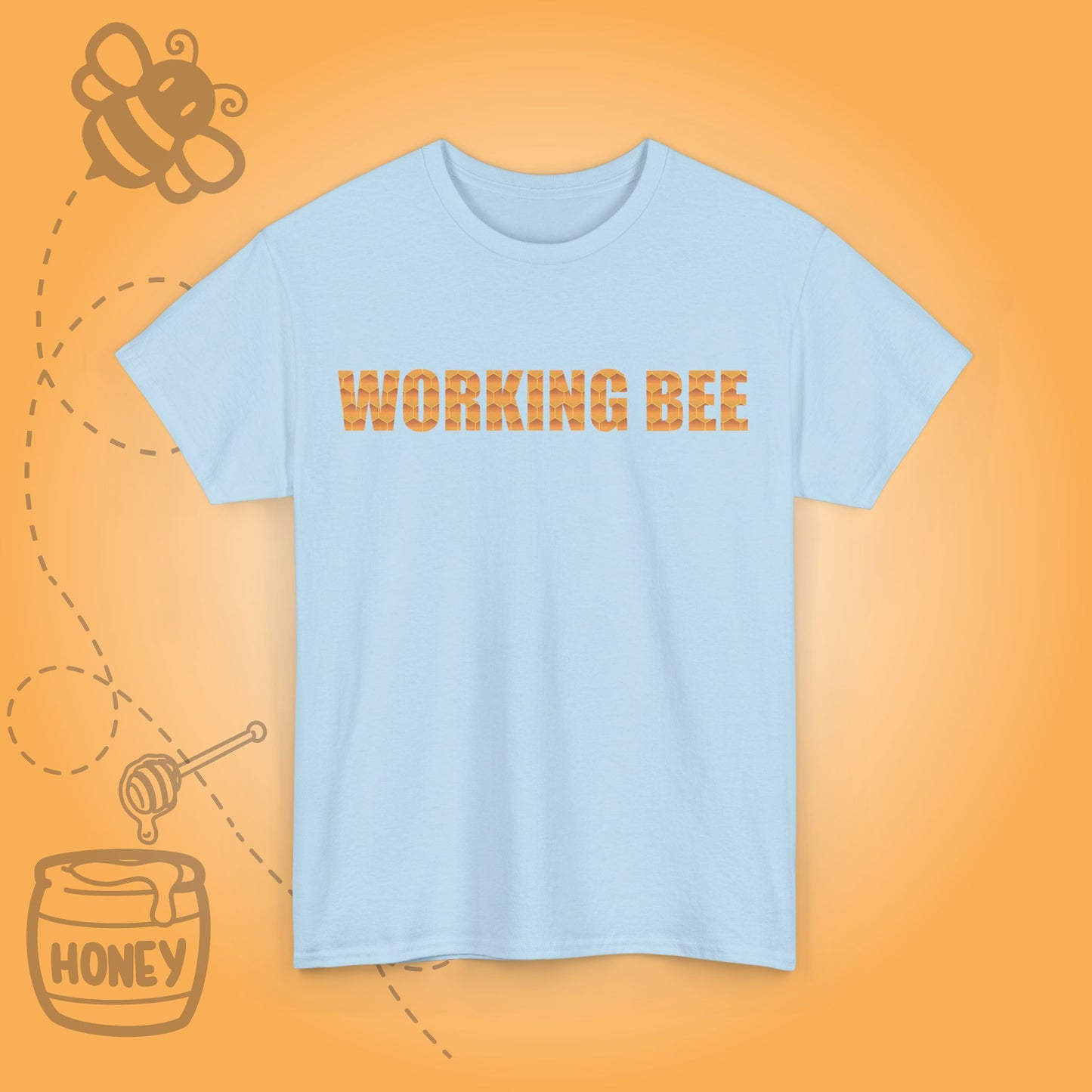 Working Bee Sweet As Honey Honeycomb Word Art Design Unisex Tshirt