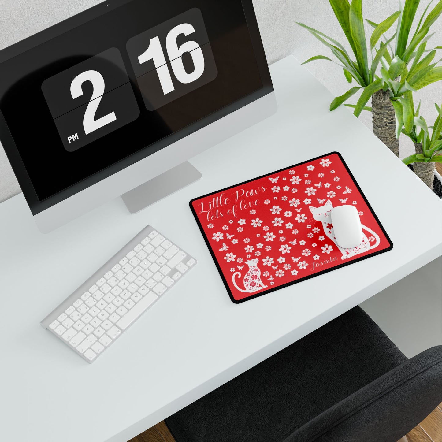 Little Paw Lots of Love Personalized Cat XXXXL Mouse Pad with Floral Design Mothers Day Gift