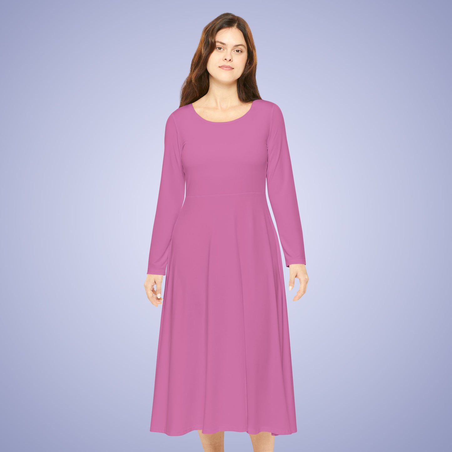 Women's Blank Pink Long Sleeve Dance Dress