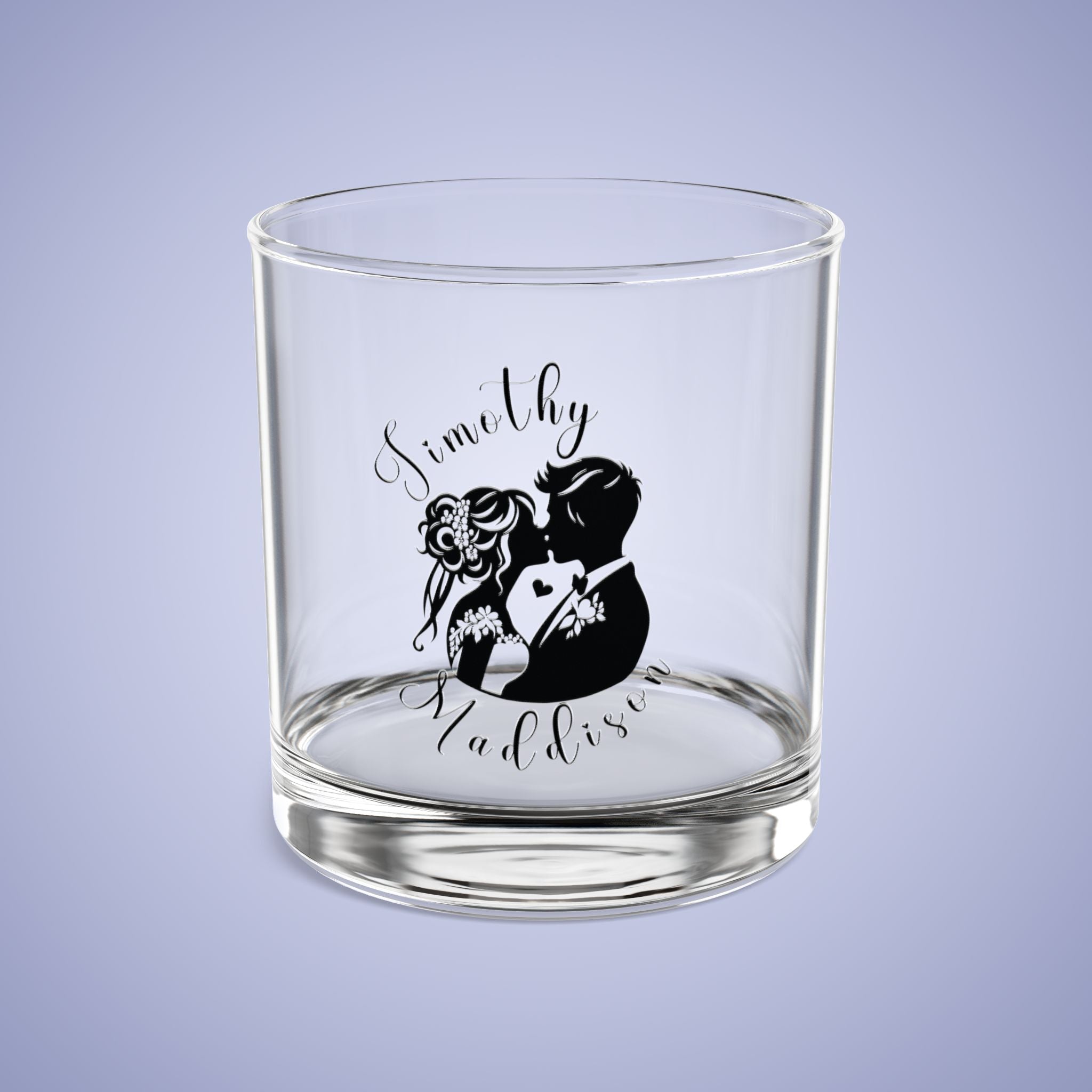 Bride & Groom In Love Personalized Wedding Engagement Rocks Glass Black