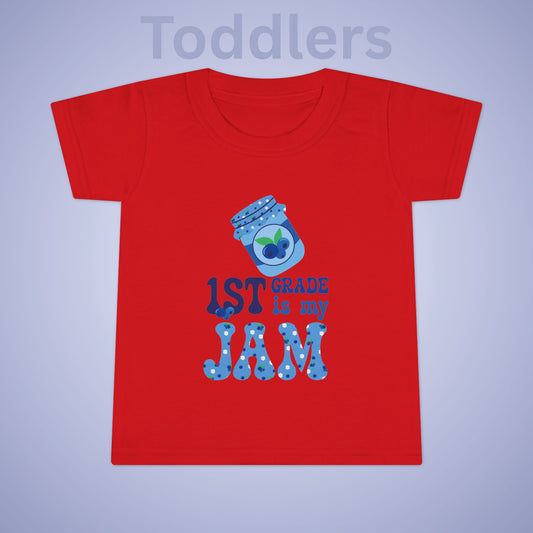 First Grade is my Jam Blueberry Kids Cotton T Shirt Back To School Toddler
