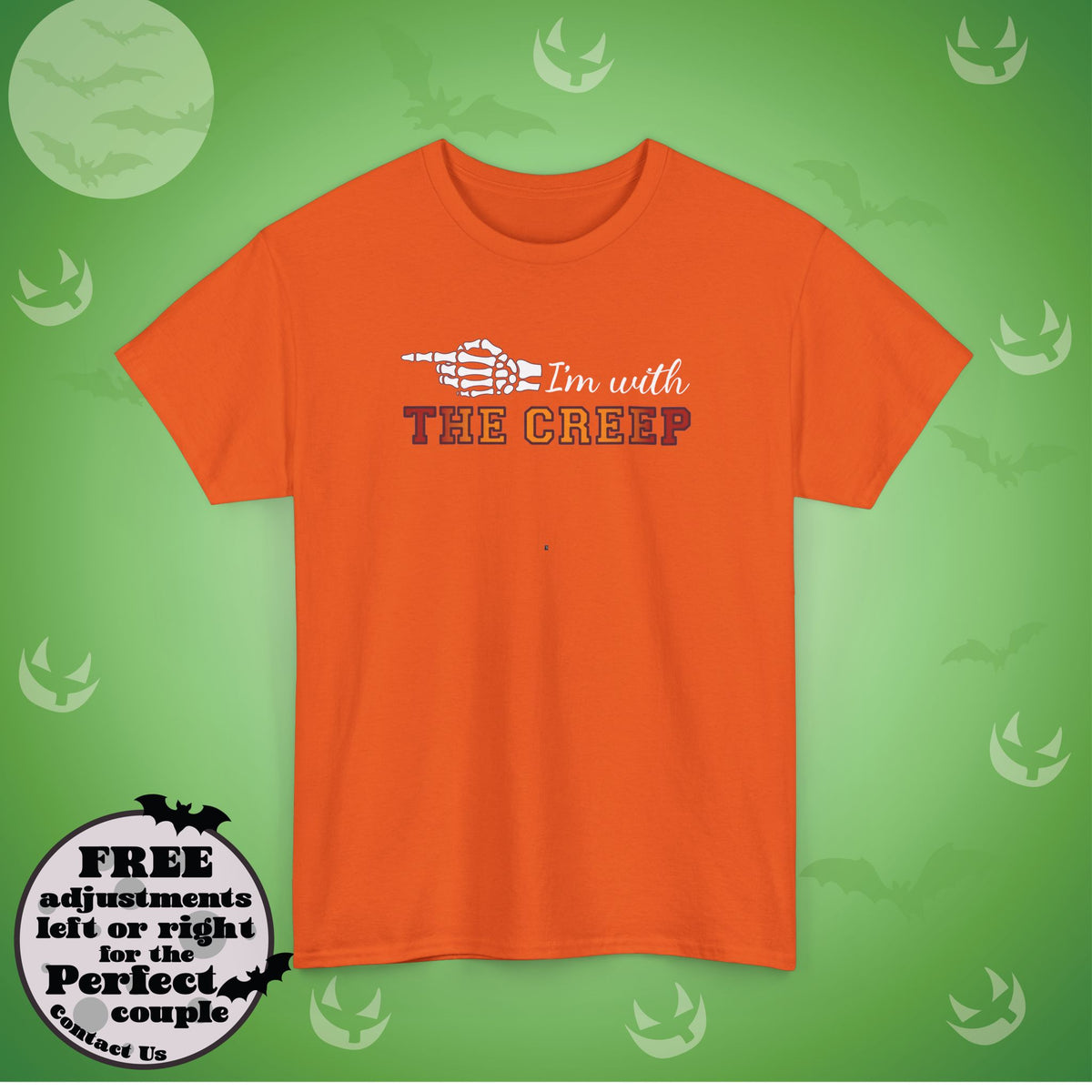Im With THE CREEP Couple Matching T-Shirt | Skeleton Halloween Design