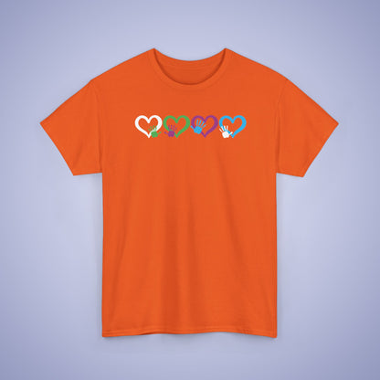 Hearts and Hands Orange Graphic Unity Day Teachers T Shirt Unisex