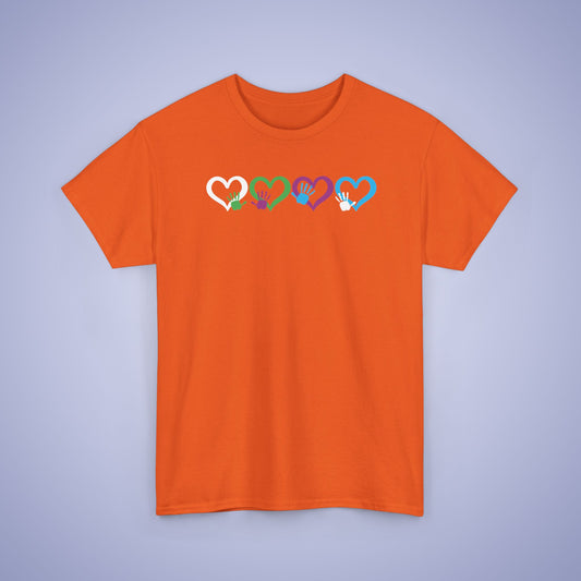 Hearts and Hands Orange Graphic Unity Day Teachers T Shirt Unisex