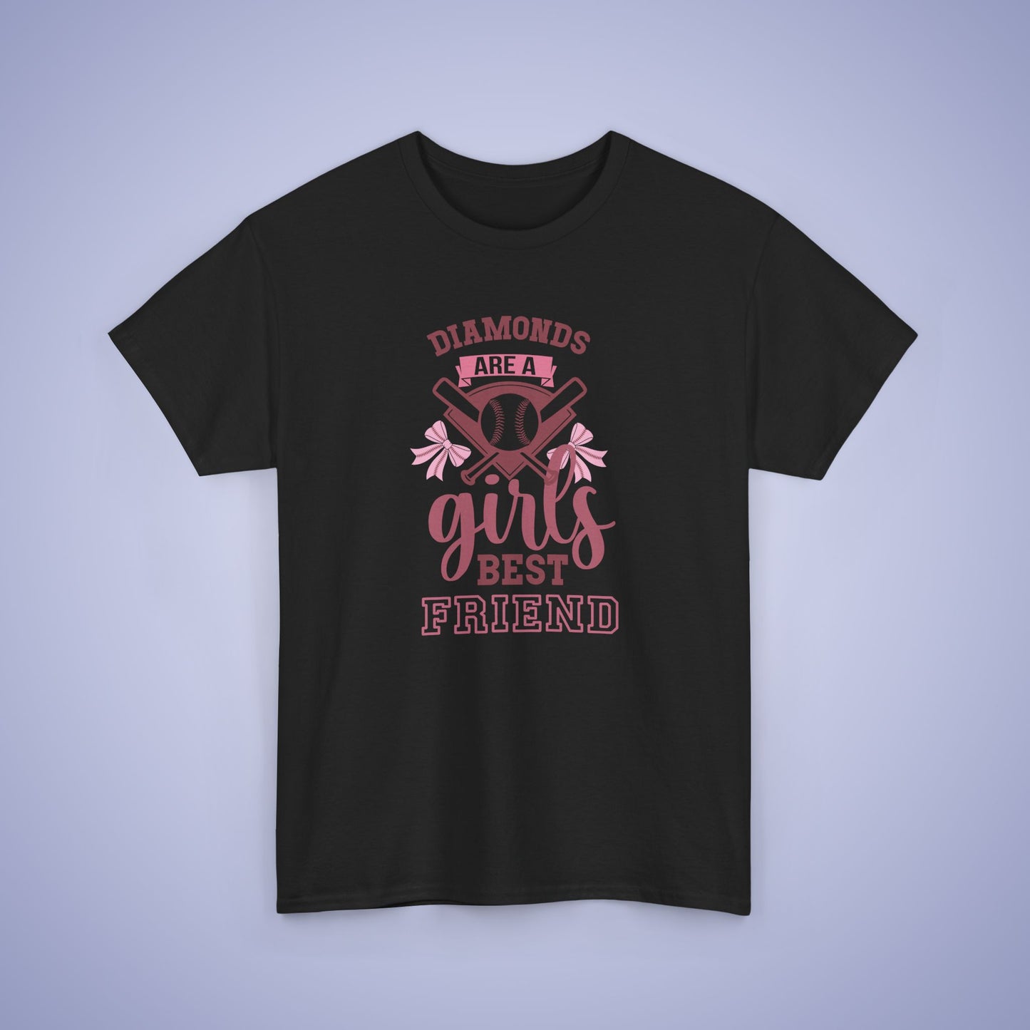 Diamonds Are a Girls Best Friend Baseball Coquette Bow Pink Graphic Sports Unisex T Shirt