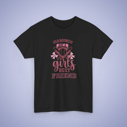 Diamonds Are a Girls Best Friend Baseball Coquette Bow Pink Graphic Sports Unisex T Shirt