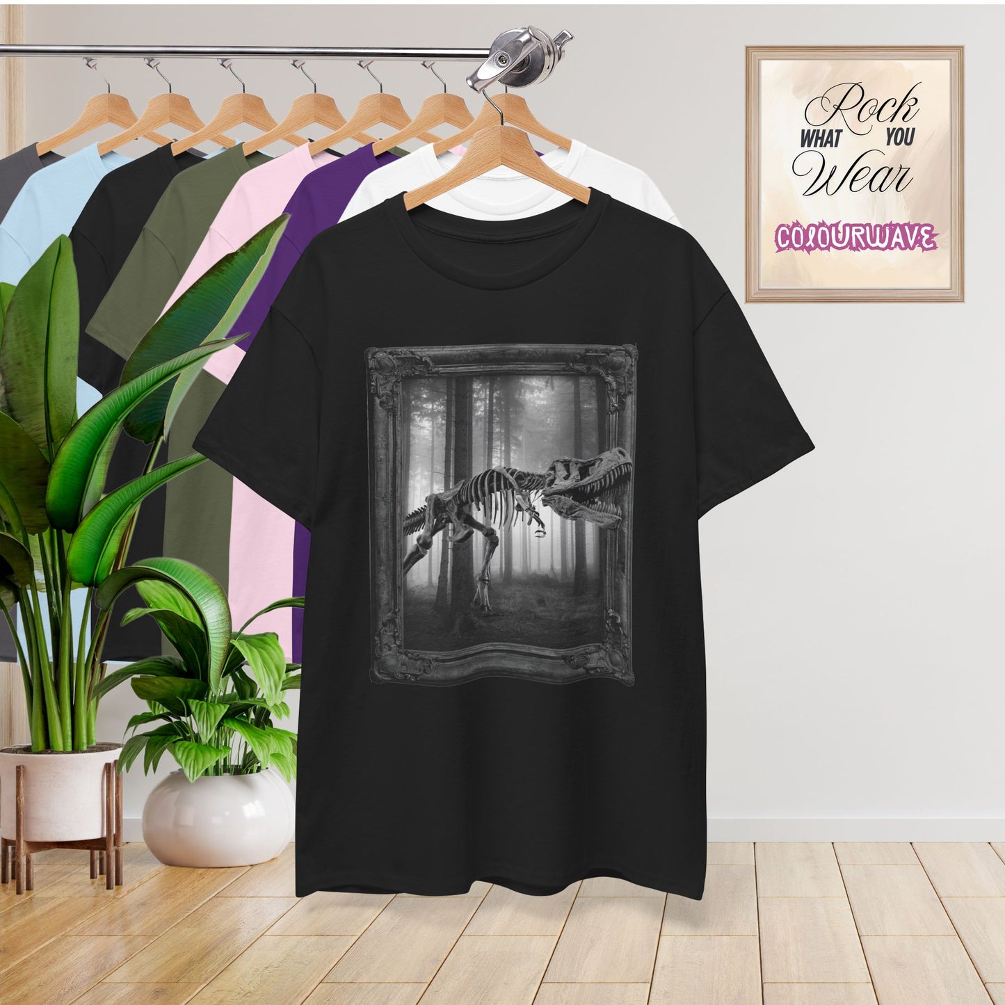 Stalking Skeletal T-Rex Halloween T-Shirt | Dinosaur Photographic Design
