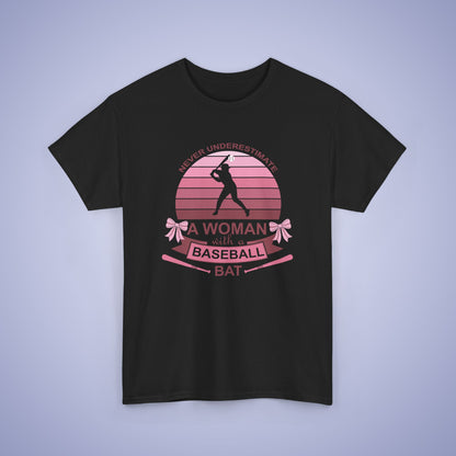 Don't Under Estimate a Women with a Baseball Bat Coquette Bow Pink Funny Unisex T Shirt