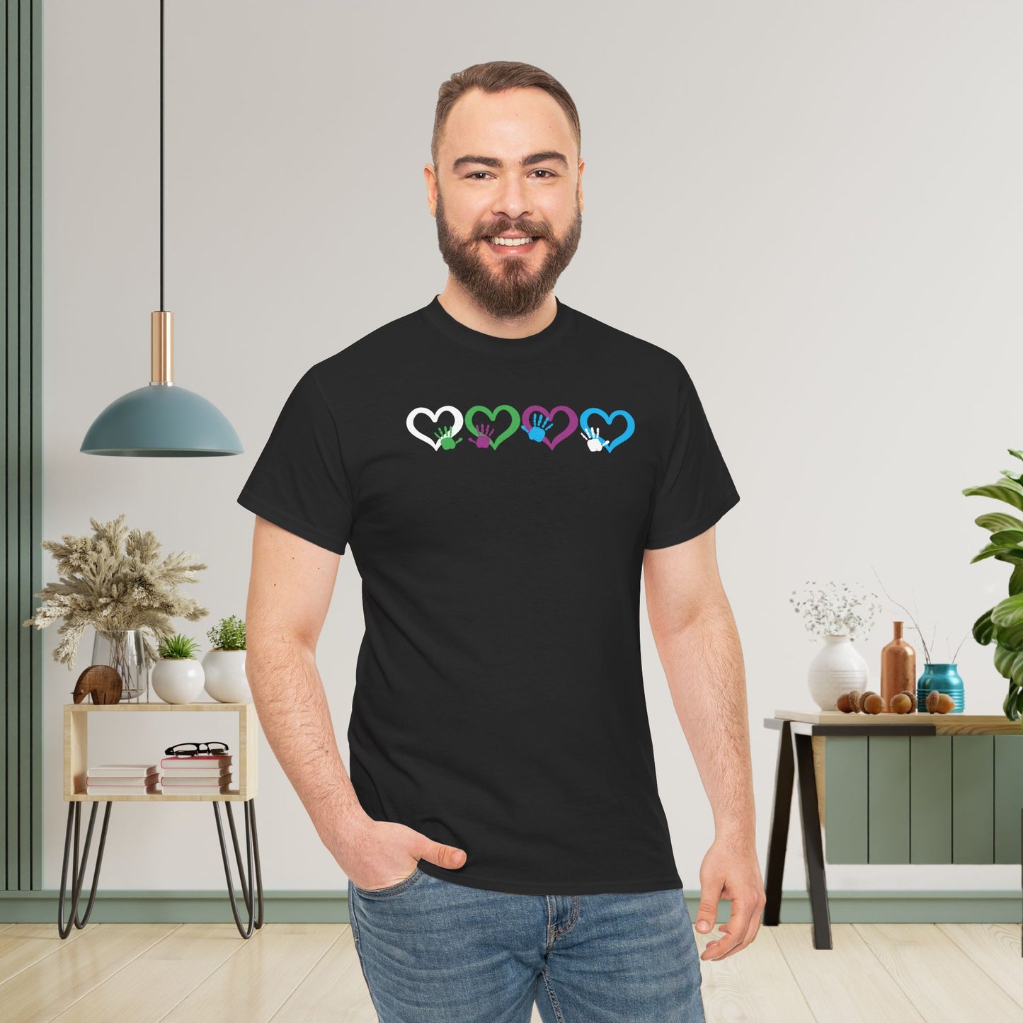 Hearts and Hands Orange Graphic Unity Day Teachers T Shirt Unisex