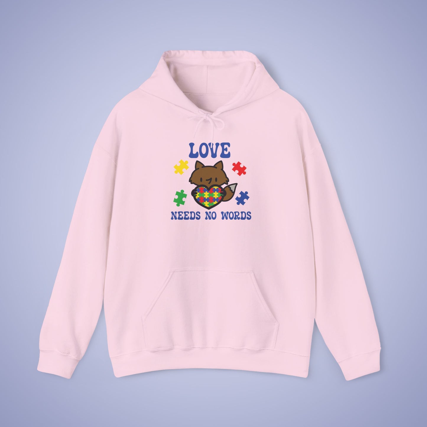 Love Needs No Words Fox Lover Graphic Autism Awareness Hoodie Unisex
