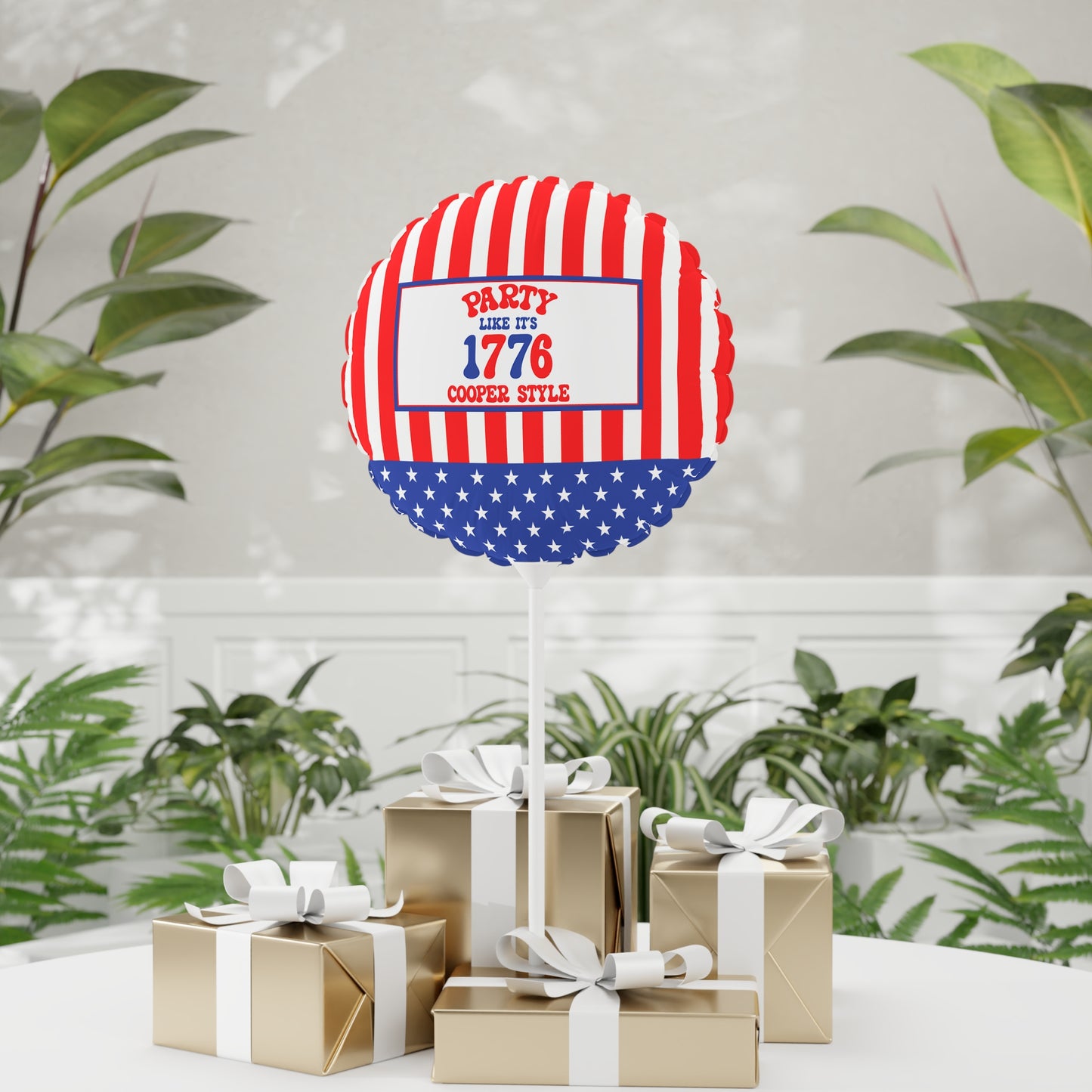 Party Like It's 1776 Personalized Patriotic July 4th Home Decor Party Round Balloon USA Flag