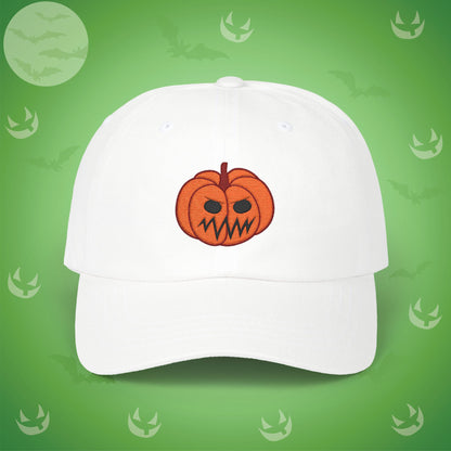 Embroidered Jackolantern Angry Face Halloween Pumpkin Dad Cap Unisex
