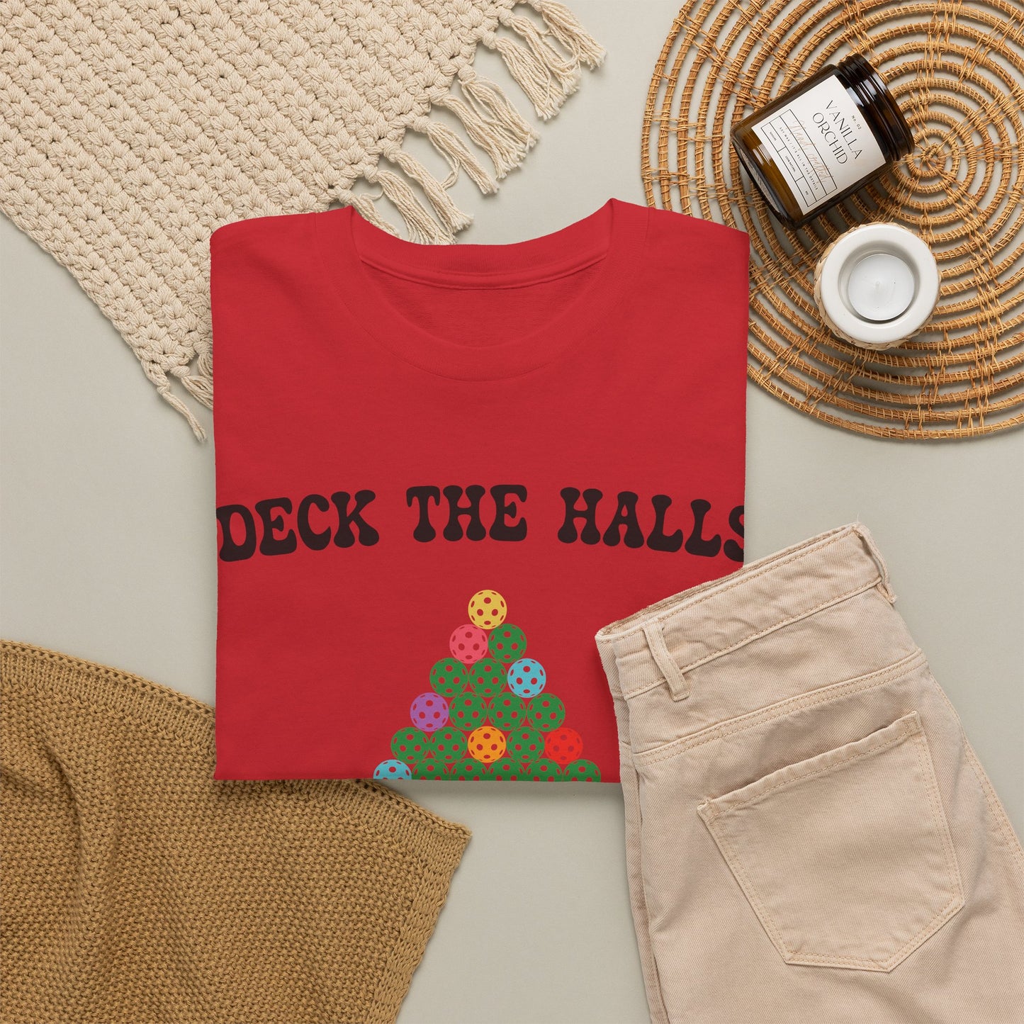 Deck the Halls with Pickleballs T Shirt Graphic Design Christmas Pickleball Gift