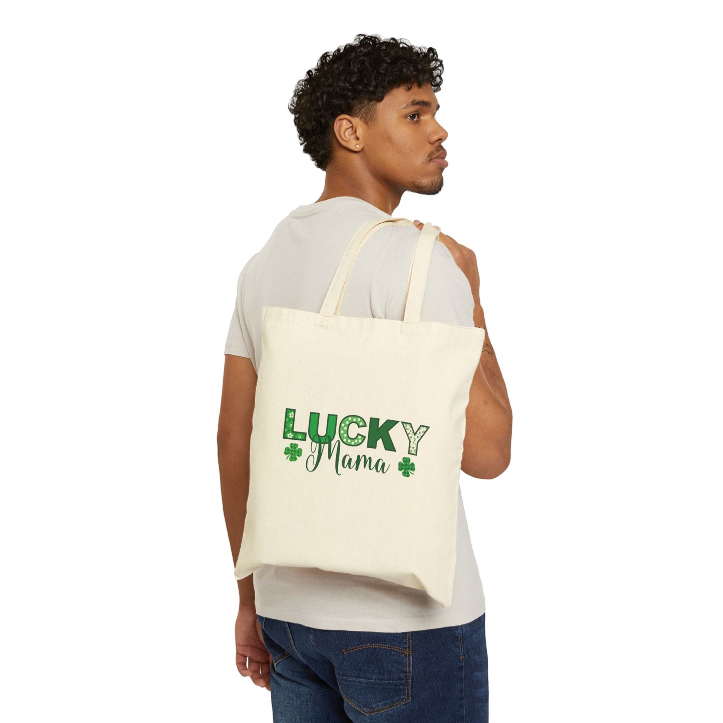 Lucky Mama St Patrick's Day Cotton Canvas Tote Bag