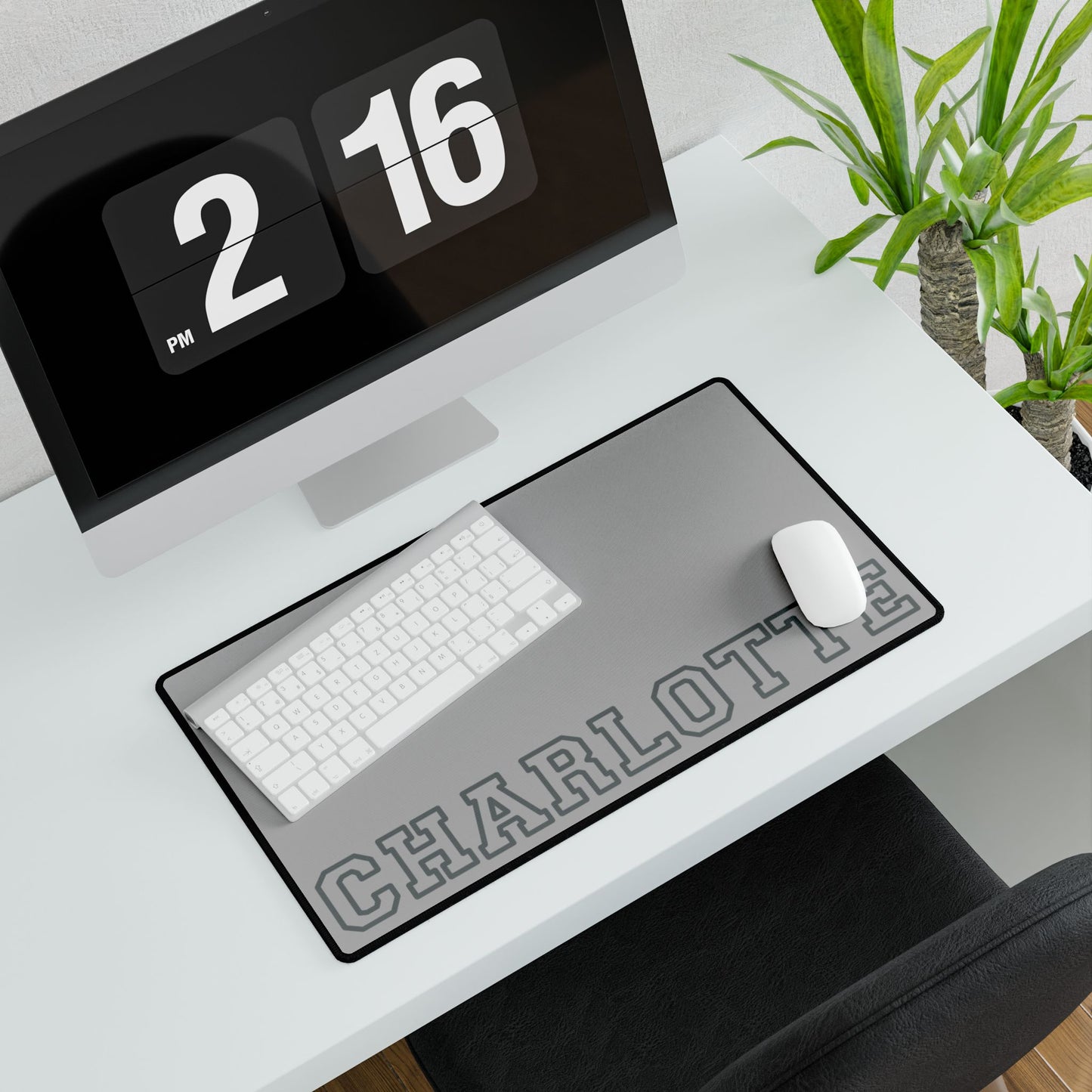 University Style Personalized Name Desk Mat Light Grey