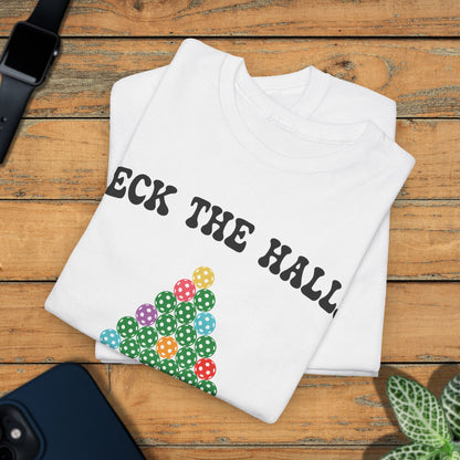 Deck the Halls with Pickleballs T Shirt Graphic Design Christmas Pickleball Gift