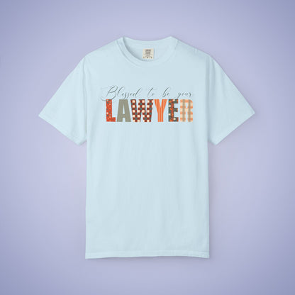 Blessed to be Your Lawyer White Thanksgiving Patterned Word Art Comfort T Shirt Unisex
