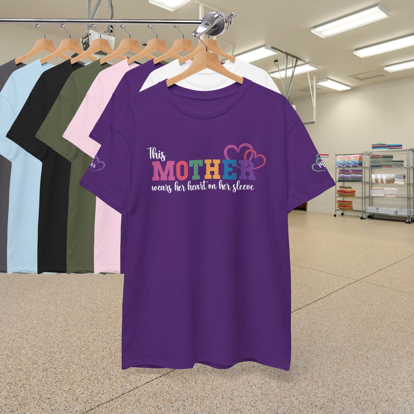 This Mother Wears Her Heart on Her Sleeve White Personalized Mothers Day Gift T Shirt