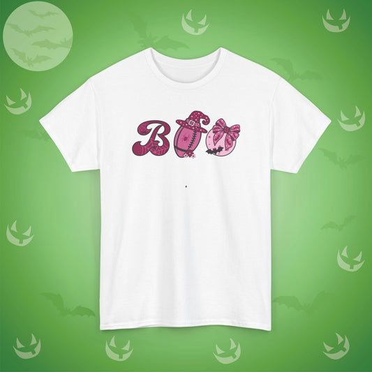 Football BOO T-Shirt | Girly Coquette Halloween Design