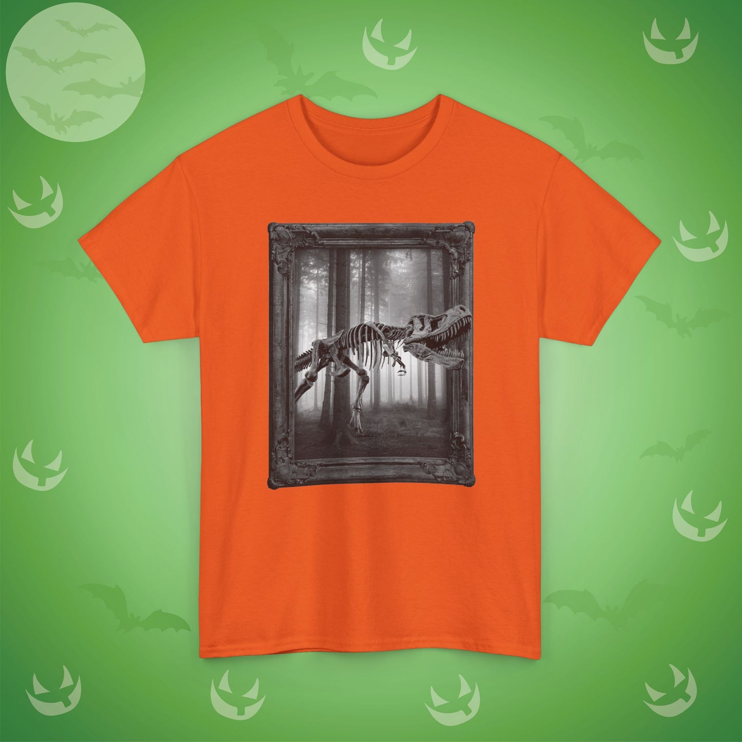 Stalking Skeletal T-Rex Halloween T-Shirt | Dinosaur Photographic Design
