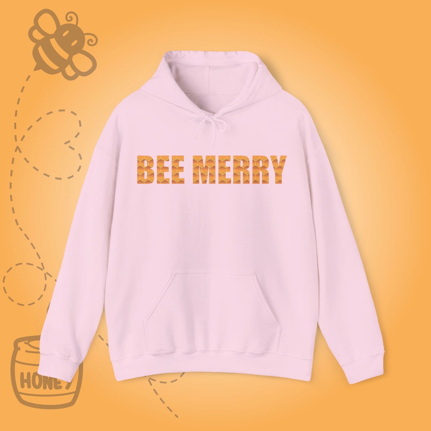 Bee Merry Sweet As Honey Honeycomb Word Art Design Hoodie Sweatshirt