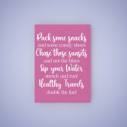 Travel Journal Personalized Name Light Pink Graduation Gift Hard Backed Notebook