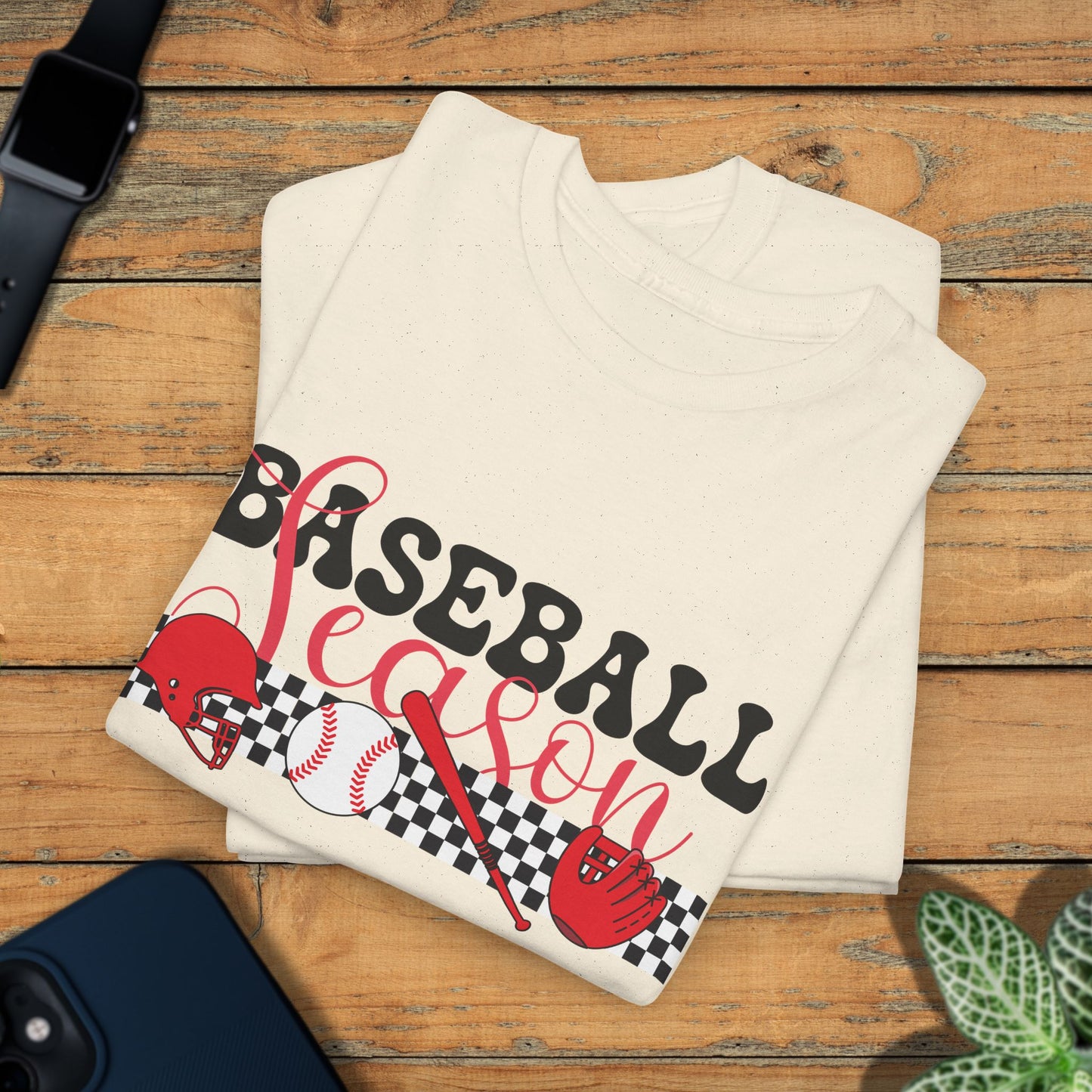 Baseball Season Graphic Checkered Unisex T Shirt