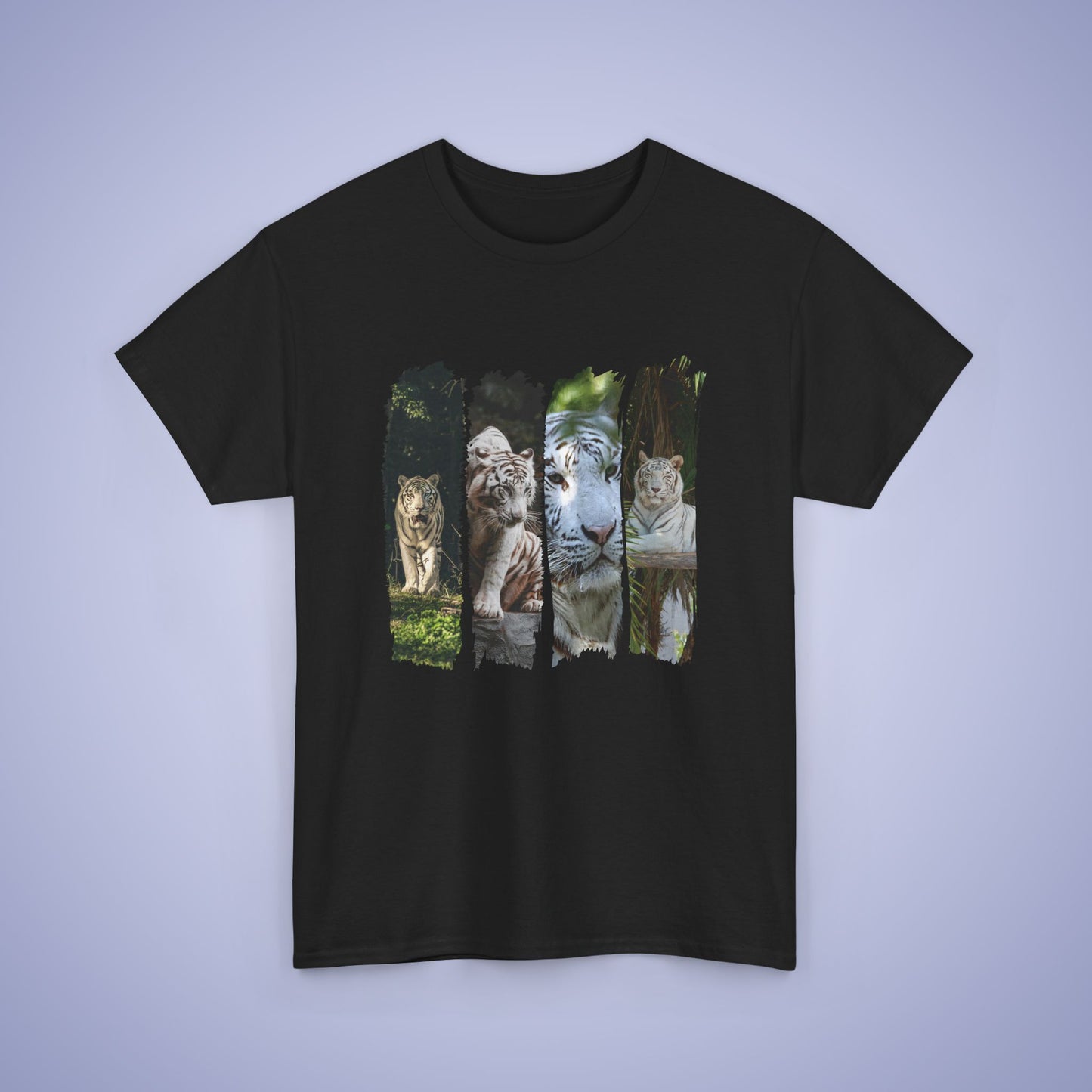 White Tigers Paint Brush Stroke Photographic Unisex Oversized T Shirt