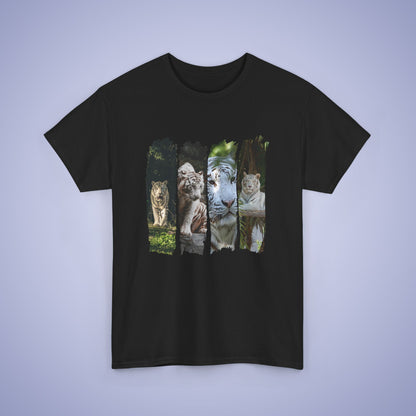 White Tigers Paint Brush Stroke Photographic Unisex Oversized T Shirt