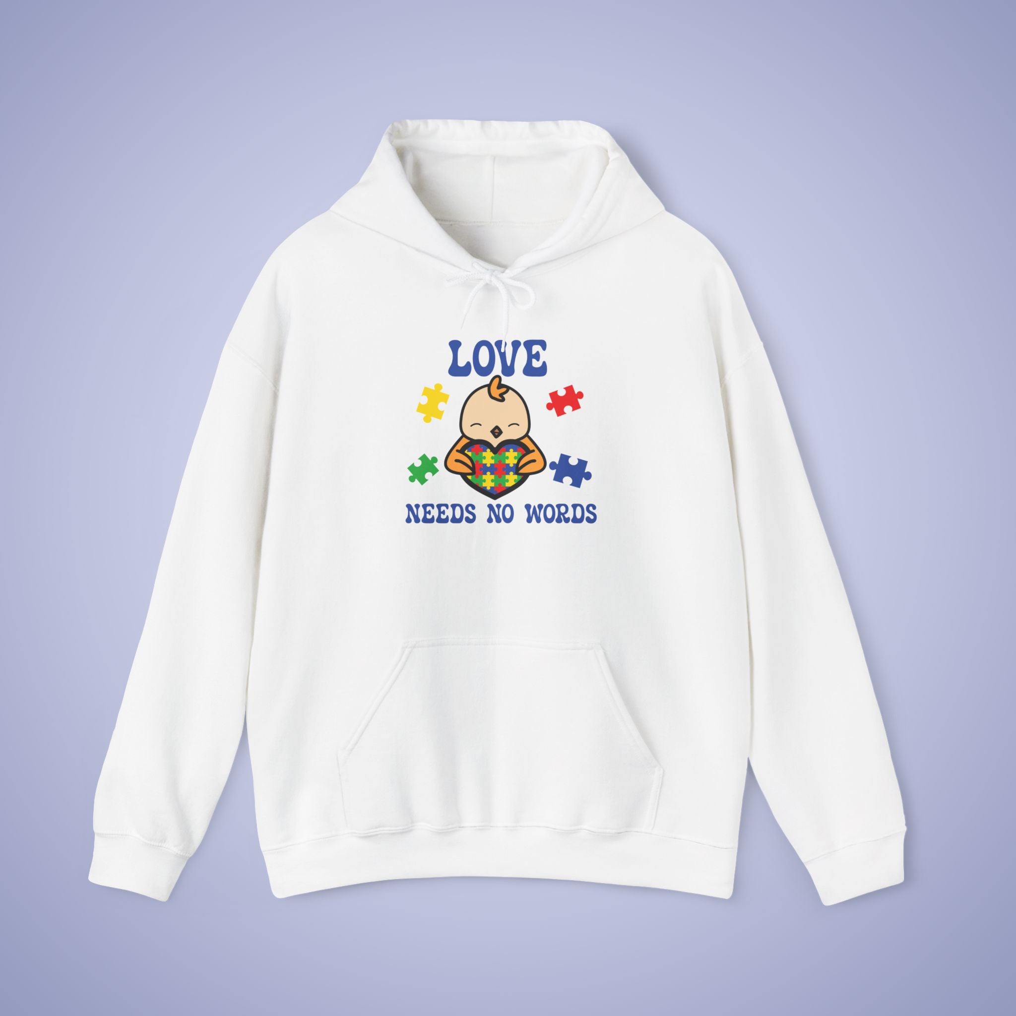 Love Needs No Words Chicken Lover Graphic Autism Awareness Hoodie Unisex