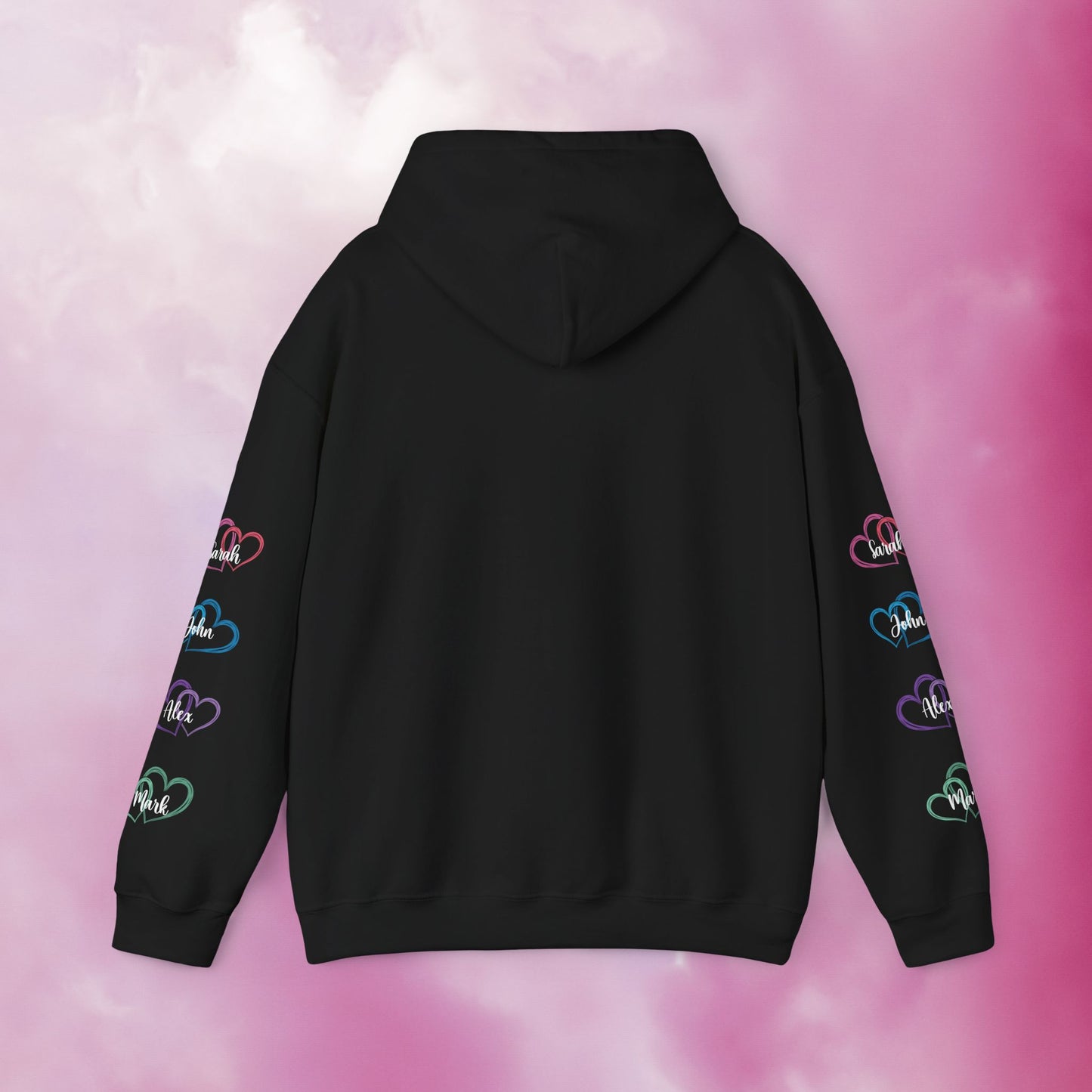 This Mother Wears Her Heart on Her Sleeve Personalized White Mothers Day Gift Hoodie Sweatshirt