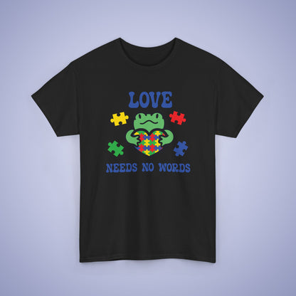 Frog Puzzle Heart Graphic Love Needs No Words Autism Awareness Unisex T Shirt