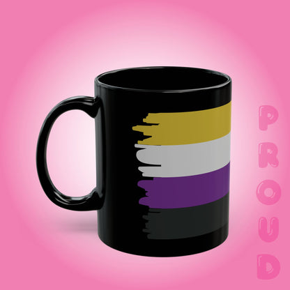 Nonbinary Pride Month LGBTQ Trans Black 11oz or 15oz Coffee Mug