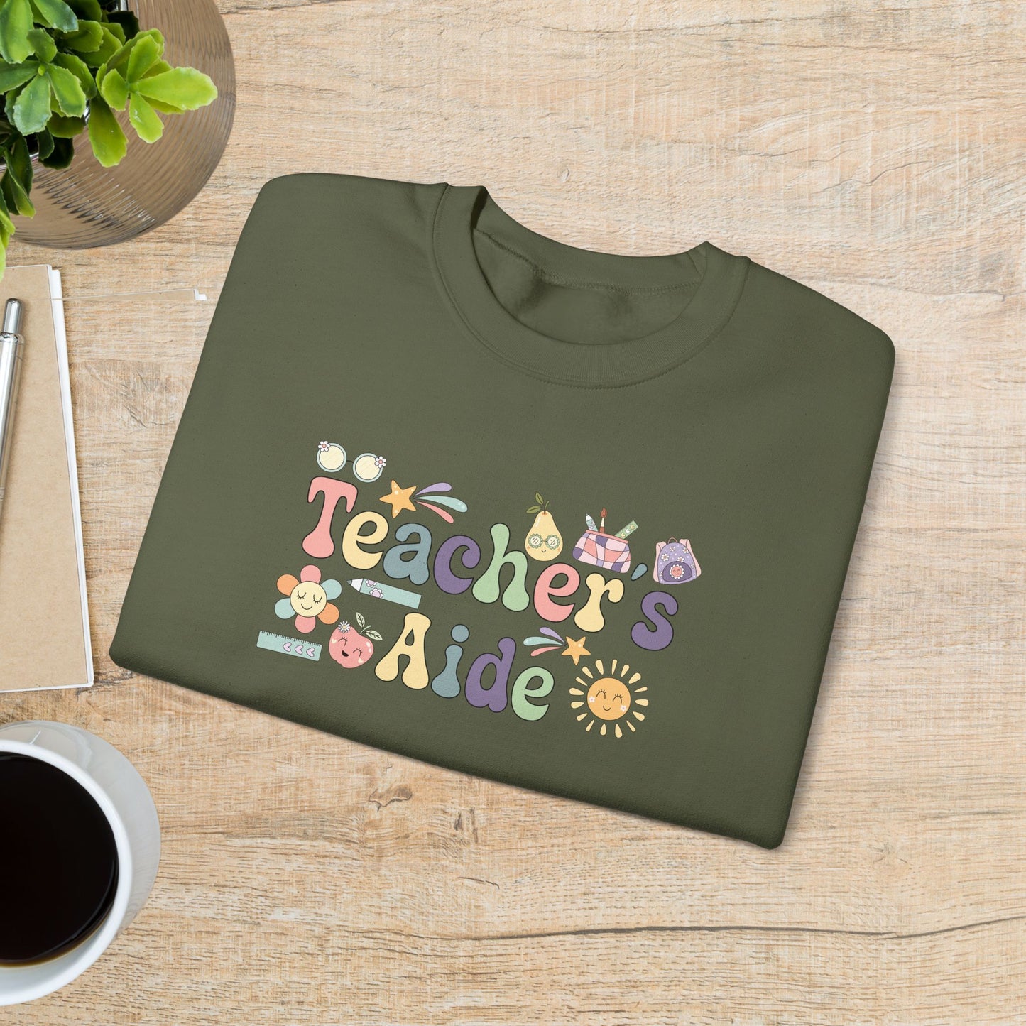 Teachers Aid Teacher Crewneck Sweatshirt Retro Unisex Back to School